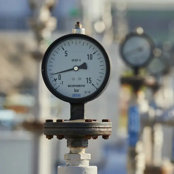 Close-up of a pressure gauge