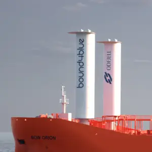 Illustration of suction sails on Bow Orion